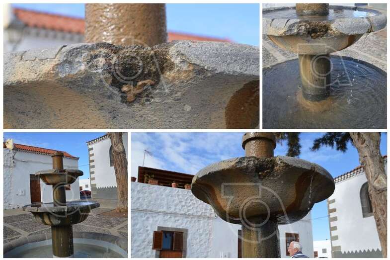 Destrozos ocasionados a la fuente (Foto TA)